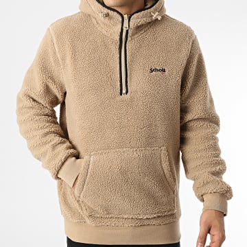 Schott NYC - Schapenvacht Zip Neck Hoodie Swandric Beige