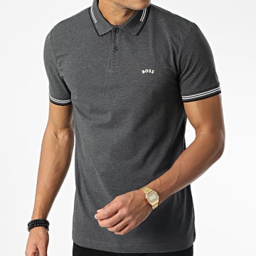  BOSS - Polo Manches Courtes Paul Curved 50469245 Gris Anthracite Chiné