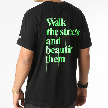  Wrung - Tee Shirt Oversize Large Walk Noir Vert Fluo