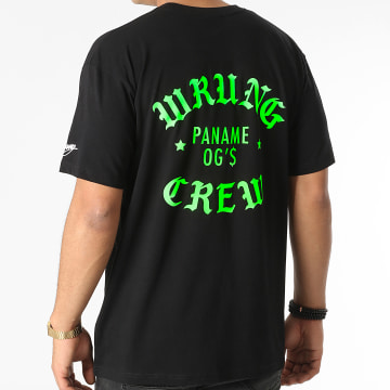  Wrung - Tee Shirt Oversize Large Crew Noir Vert Fluo