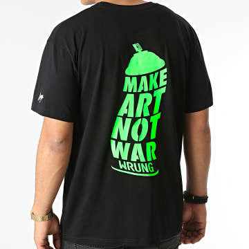  Wrung - Tee Shirt Oversize Large Make Art Not War Noir Vert Fluo
