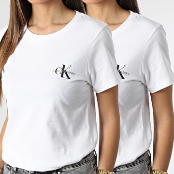 Calvin Klein - Lote de 2 Camisetas Slim Mujer 9734 Blanco