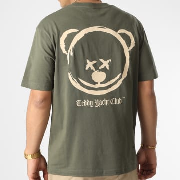 Teddy Yacht Club - Tee Shirt Oversize Large Smiley Bear Vert Kaki Beige