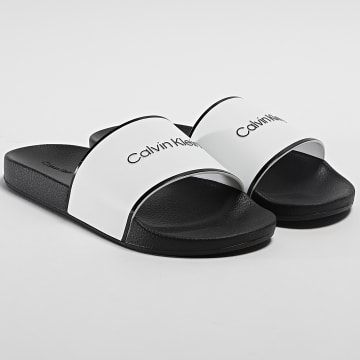  Calvin Klein - Claquettes Femme Rubber Pool Slide 1382 Black Bright White