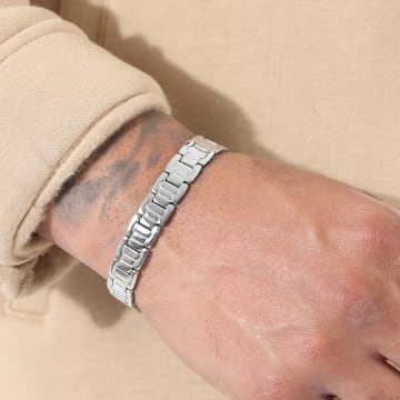  LBO - Bracelet Acier Petite Plaque Argenté
