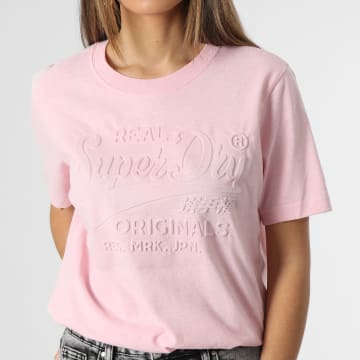  Superdry - Tee Shirt Femme Vintage Script Style W1011165A Rose
