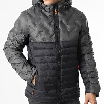  Geographical Norway - Doudoune Capuche Burator Noir Gris Anthracite