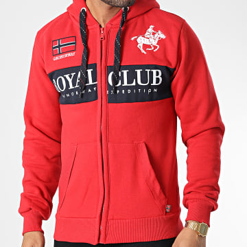 Geographical Norway - Sweat Zippé Capuche Fahorse Rouge