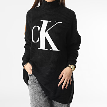  Calvin Klein - Pull Col Roulé Femme Oversized CK Sweater 0440 Noir