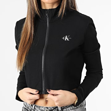  Calvin Klein - Veste Zippée Crop Femme Short Milano 0285 Noir