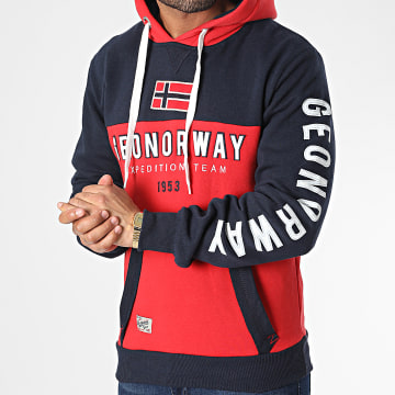 Geographical Norway - Sweat Capuche Ferato Rouge Bleu Marine