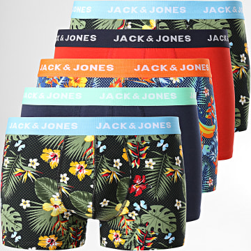  Jack And Jones - Lot De 5 Boxers Colorful Flowers Bleu Marine Rouge Vert