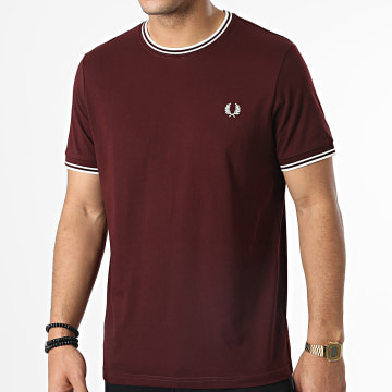  Fred Perry - Tee Shirt Twin Tipped M1588 Bordeaux Beige