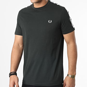  Fred Perry - Tee Shirt A Bandes Taped Ringer M4620 Vert Foncé