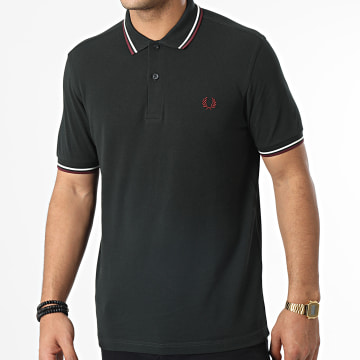  Fred Perry - Polo Manches Courtes Twin Tipped M3600 Vert Foncé