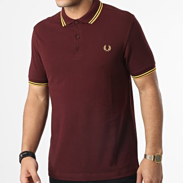  Fred Perry - Polo Manches Courtes Twin Tipped M3600 Bordeaux Jaune