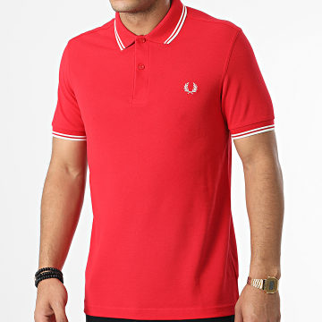  Fred Perry - Polo Manches Courtes Twin Tipped M3600 Rouge Blanc