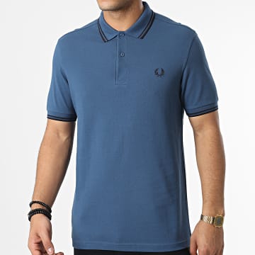  Fred Perry - Polo Manches Courtes Twin Tipped M3600 Bleu Nuit Bleu Marine