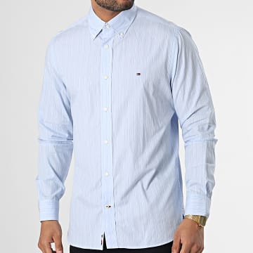 Tommy Hilfiger - Chemise Manches Longues A Rayures Natural Soft 8321 Bleu Clair