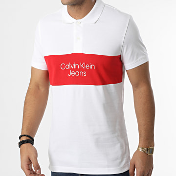  Calvin Klein - Polo Manches Courtes 2449 Blanc Rouge