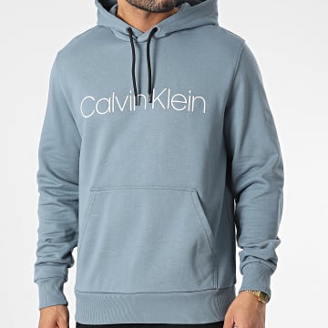 Calvin Klein - Sweat Capuche Cotton Logo 7033 Gris Bleu