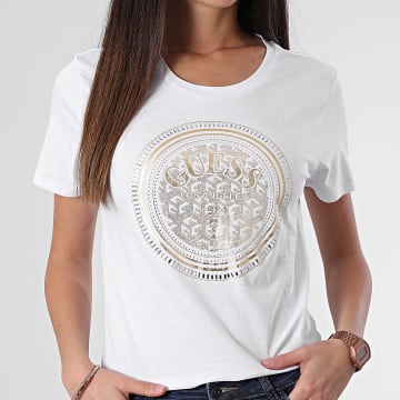  Guess - Tee Shirt Femme W3RI01-K9RM1 Blanc Doré