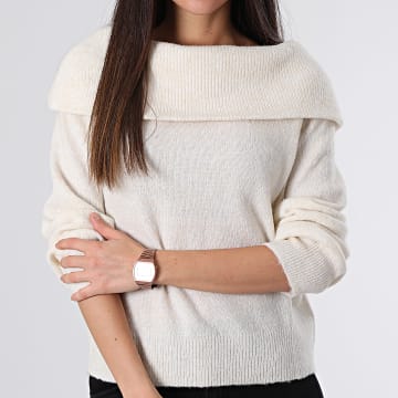  Only - Pull Femme Col Bateau Inge Beige Clair