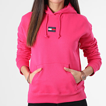 Tommy Jeans - Sweat Capuche Femme Center Badge 0403 Rose Fushia - LaBoutiqueOfficielle.com