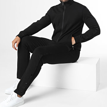 Frilivin - Conjunto de chaqueta negra con cremallera y pantalón de chándal
