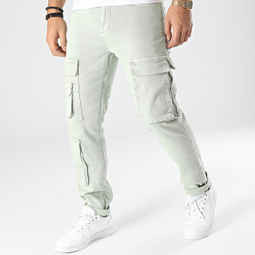 Frilivin - Pantaloni Cargo Jean verde chiaro