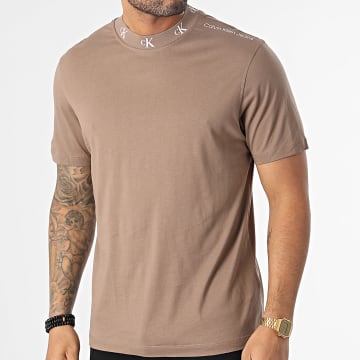  Calvin Klein - Tee Shirt Logo Jacquard 1706 Marron