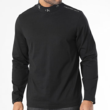  Calvin Klein - Tee Shirt Manches Longues Logo Jacquard Mock 2465 Noir