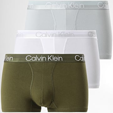  Calvin Klein - Lot De 3 Boxers Modern Structure 2970 Vert Kaki Blanc Gris