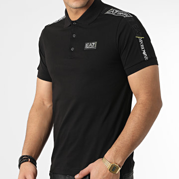  EA7 Emporio Armani - Polo Manches Courtes A Bandes 3RPF52-PJ02Z Noir