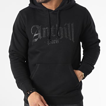 Anthill - Felpa gotica con cappuccio nero glitterato