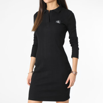  Calvin Klein - Robe Femme Badge Polo Collar 0352 Noir