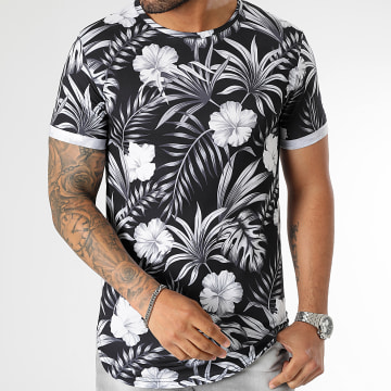  LBO - Tee Shirt Oversize Imprimé Avec Revers 2921 Floral Noir