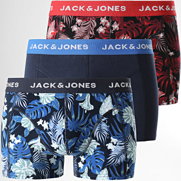  Jack And Jones - Lot De 3 Boxers Joel Floral Noir Bleu Marine