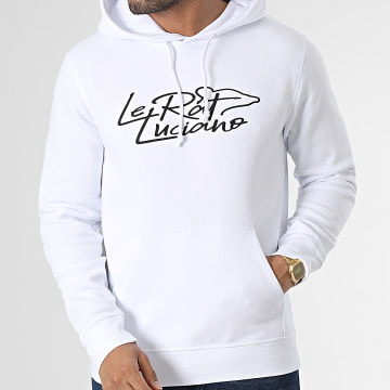  Le Rat Luciano - Sweat Capuche Logo Script Blanc Noir