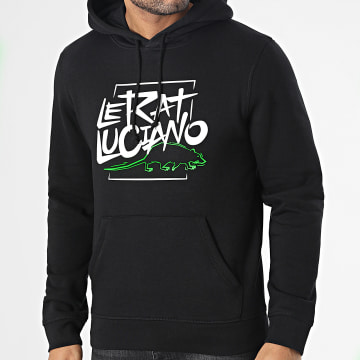  Le Rat Luciano - Sweat Capuche Logo Noir Blanc Vert Fluo