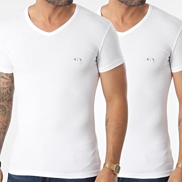 Armani Exchange - Lote de 2 camisetas 956005-CC282 Blanco
