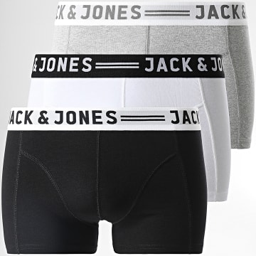 Jack And Jones - Juego De 3 Boxers Sense Negro Blanco Gris Heather