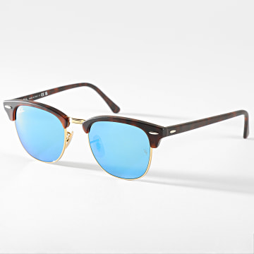  Ray-Ban - Lunette De Soleil Clubmaster RB3016 Bleu Fauve Doré