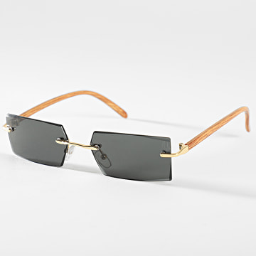 Frilivin - Gafas de sol de madera dorada negra