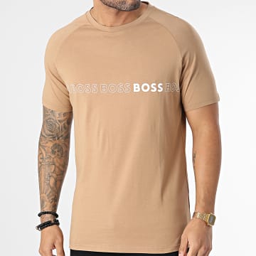 T-shirt Homme BOSS Marron - Coupe Slim, Col Ras Du Cou, Taille M, Coton/élasthanne, Occasion Parfait état