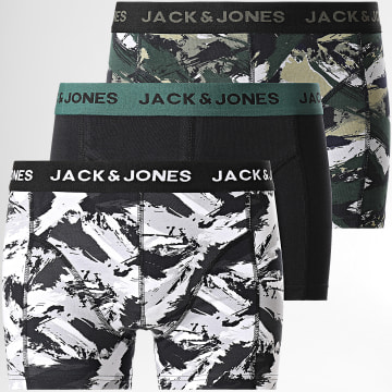  Jack And Jones - Lot De 3 Boxers Effect Noir Vert Kaki Gris