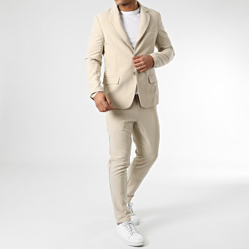  Frilivin - Ensemble Veste Blazer Et Pantalon Chino Beige