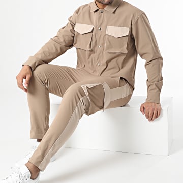 Frilivin - Set giacca e pantaloni cargo color cammello chiaro