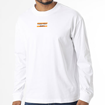 Calvin Klein - Tee Shirt Manches Longues Transparent Stripe 2871 Blanc