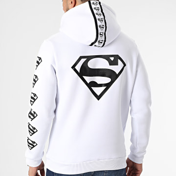 DC Comics - Felpa con cappuccio con logo testurizzato bianco nero